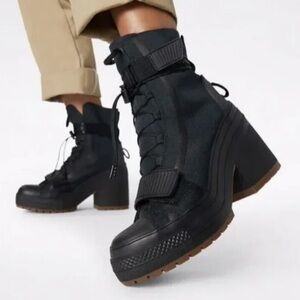 Women's Black Chunky Heel Boots